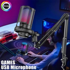 USB Gaming Microphone with Live reverb function mute Condenser Microphone new