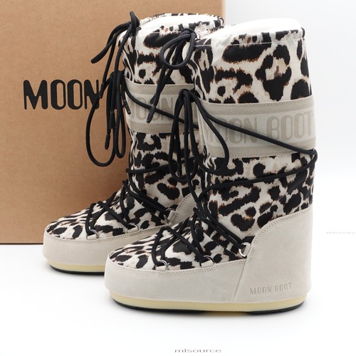 Size 4.5-7 Women's / 35-38 EU Moon Boot Icon Suede Snow Boots Light Leopard