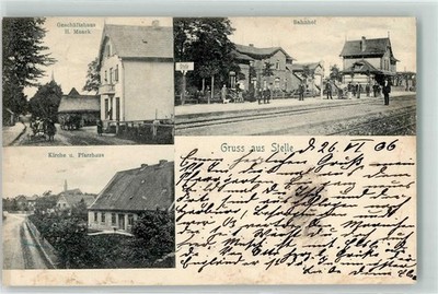 13461191 - 2093 Stelle Bahnhof Kirche u. Pfarrhaus 1906 Gebrauchsspuren