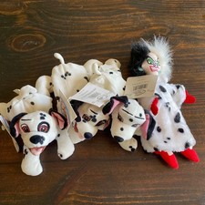 Disney Store 101 Dalmatians Plush Set Cruella De Vil Lucky Jewel Bean Bag NWT