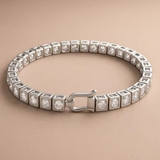 "7.00 Ct Treated Natural Diamond Bracelet 14K White Gold, Certified"