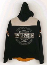 Harley-Davidson Zip Front Hooded Hoodie Jacket Black/White/Orange Size L Women's