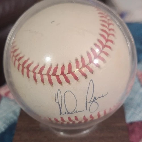 Nolan Ryan Autographed Baseball No COA With Name Plated Case. Bobby Brown ball.