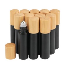 Frosted Black Glass Roll-On Bottles - 86mm x 21mm/3.39'' x 0.83'', black