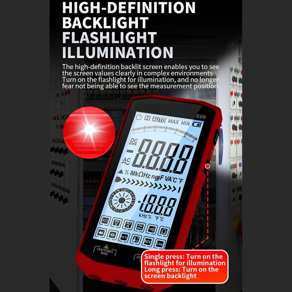 Multimeter with Dual Input for Voltage and Current with Clear Polarity ...