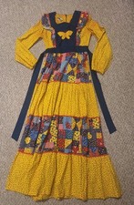 Vintage 70s ME Art Festival Prairie Floral Hippie Patchwork Patchwork Dress 7