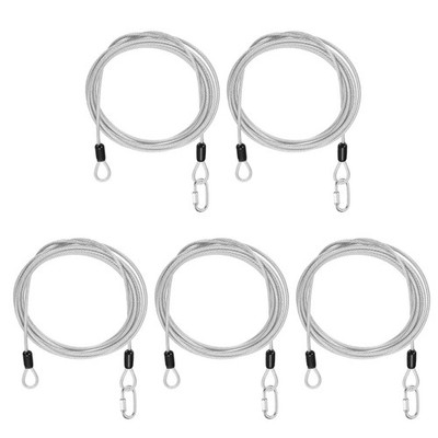 5Set 1/8'' Dia 8.2ft Security Steel Cable with Loops Clear + Quick Links