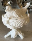 Vintage 1940s Westmoreland Milk Glass Bird on Nest Lidded Dish