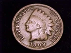 1908-S Indian Head Cent, Good Grade.