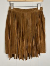Cedars Vintage 100 Suede Leather Fringed Skirt in Gorgeous Brown 26.5  Waist