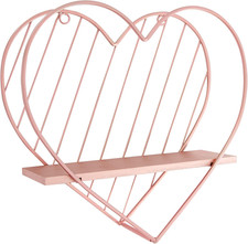 Rose Gold Floating Shelves Wall Mounted Metal Heart Design Small Storage