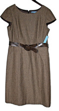 Antonio Melani Women Size 14 Brown Tweed Cap Sleeve Sheath Dress NWT