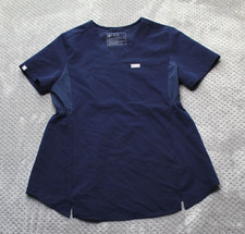 FIGS Technical Collection Scrub Top Womens XS Blue V Neck Solid Medical Nursing
