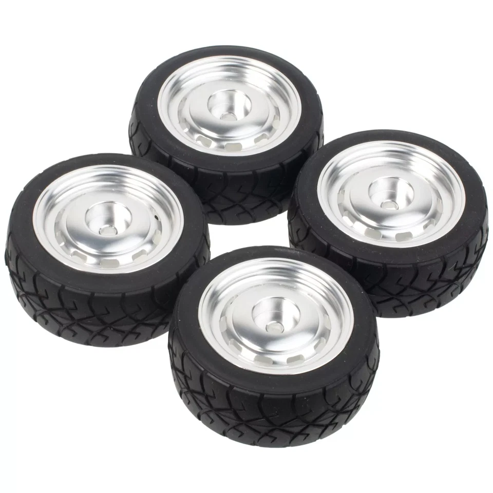 Aluminum Dish Wheel Rims & Rubber Tire for Tamiya SW-01 Lunch Box Mini M-Chassis - Image 2 of 3