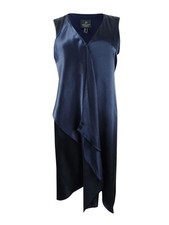 Adrianna Papell Women's Asymmetric Drape Dress (2, Blue Moon)