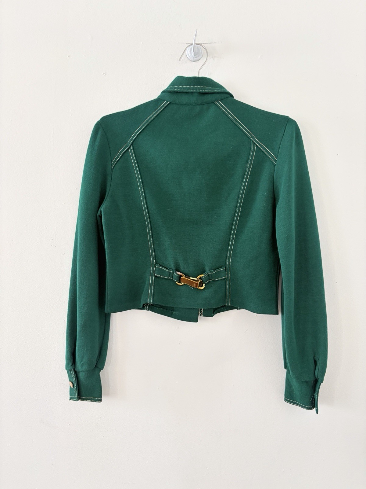 60s Mod Pointed Collar Cropped Button Jacket Bras… - image 7