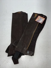 New Tough 1 Equi-grip Brown Synthetic Half Chaps #63-76 H-511