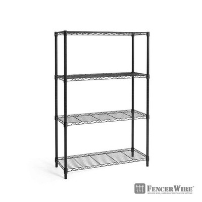 Fencer Wire 4-Tier Black Adjustable Wire Shelving Unit Garage Storage 36x14x54