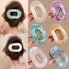 Womens Hair Clips Non Slip Large Flat Round Claws Hairpin Marble Bright Color