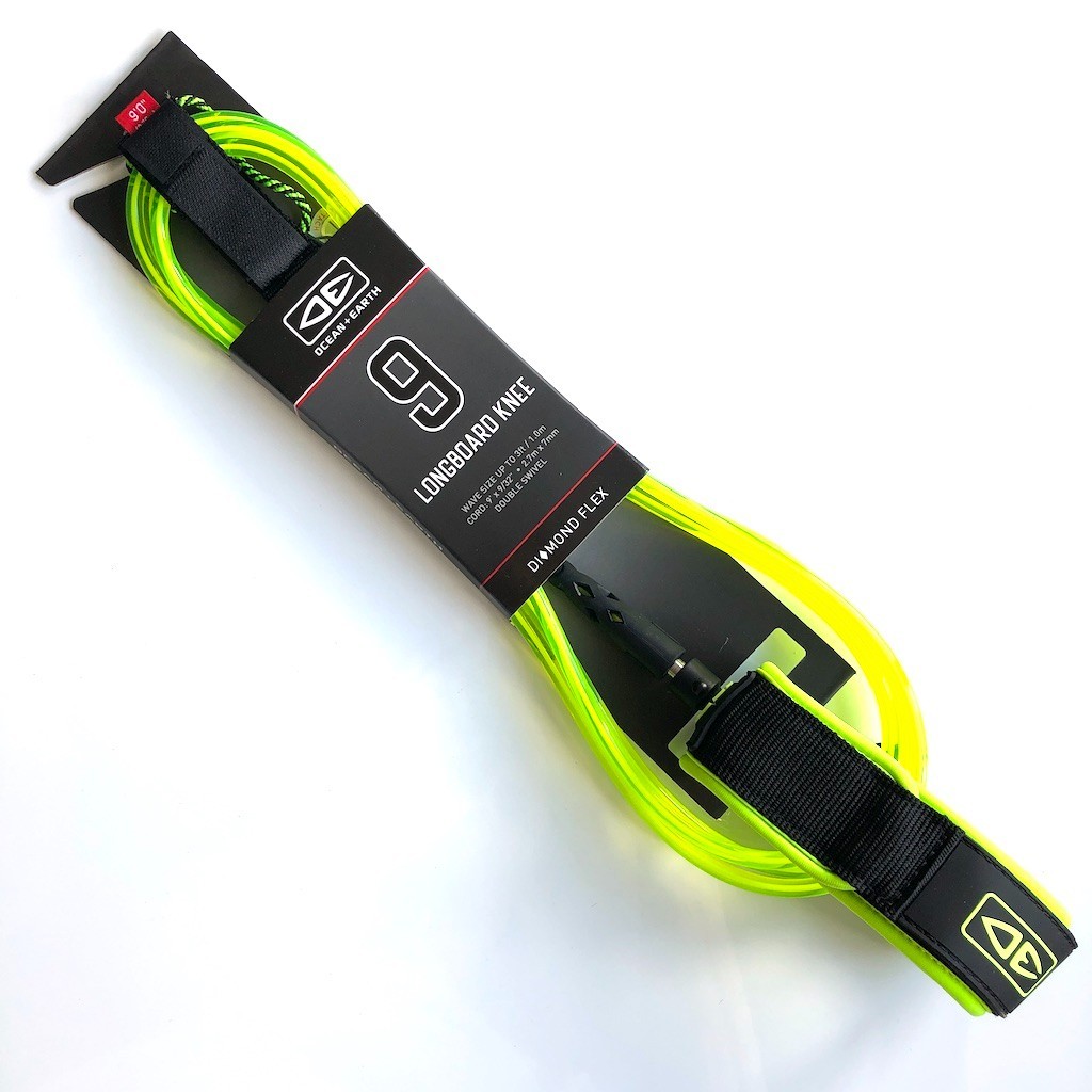 Ocean and Earth Regular KNEE Surfboard Leash 9ft Longboard - Lime NEW