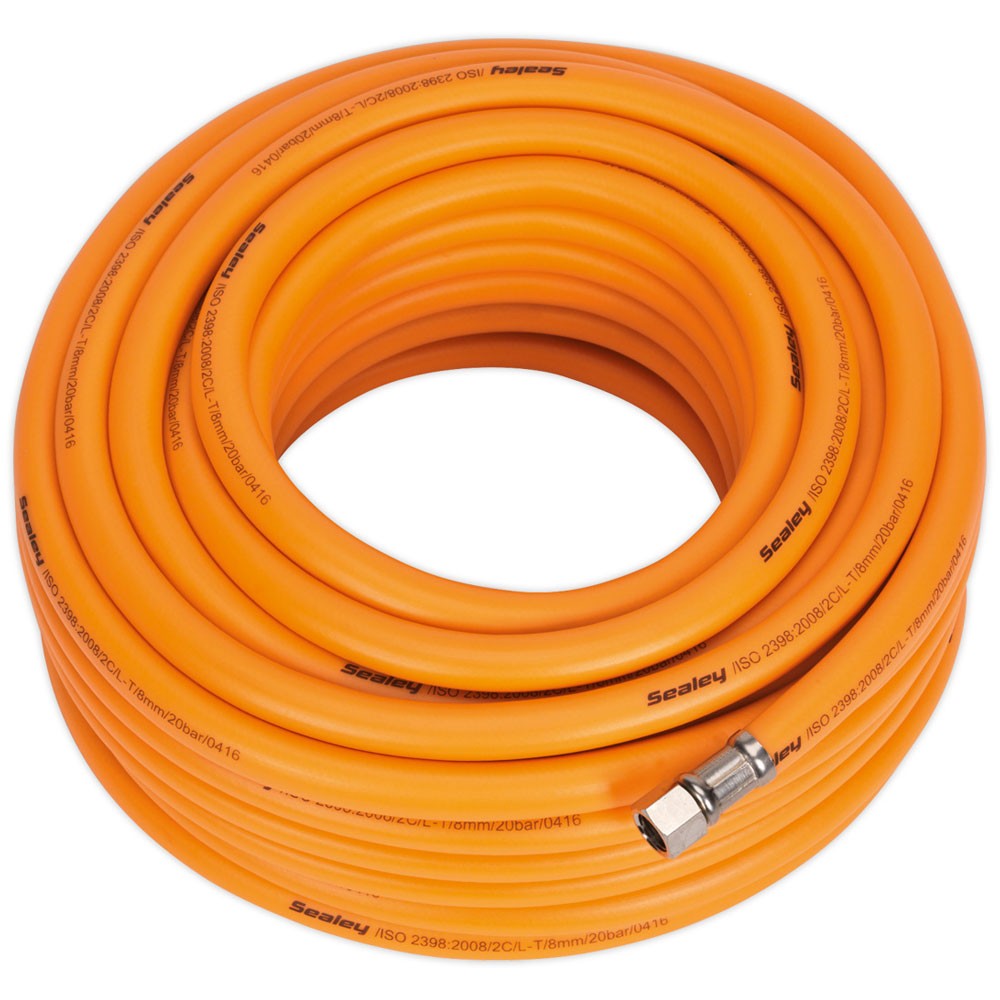 Sealey Air Hose 20m x Ø8mm Hybrid High Visibility with 1/4""BSP Unions