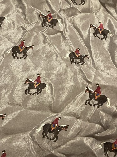 Vintage Echo Horse, Equestrian, Silk Scarf, Dark, Red, And Blue  - Picture 3 of 4