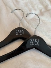 Two 2 Saks Fifth 5th Avenue Designer Black Lacquer Wood Coat Clothes Suit Hanger