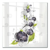 Moderne Wanduhr Mit FließEnden Zeigern Blaubeeren Mit Eis WeißE Zeiger 30X30 Cm