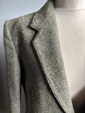 HARRIS TWEED JACKET 38 36 mens green blue 100% pure new wool hebrides scotland