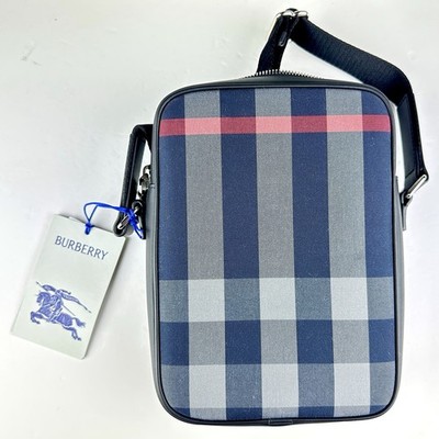 Burberry Check Vertical Paddy Messenger/Crossbody Bag (Navy/Grey) 164985A5997