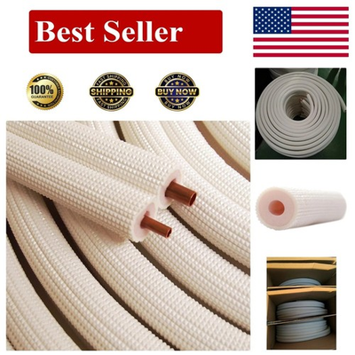 #ad High Pressure Insulated Copper Coil Line Set 15’ Seamless for HVAC Efficiency $291.17