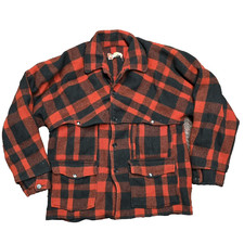 Black Bear 1950 Vintage Wool Double Mackinaw Cruiser Coat Red Plaid Mens Large