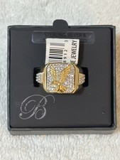 Stainless Steel 18K Gold Plated Square W/ Eagle Ring Size 11