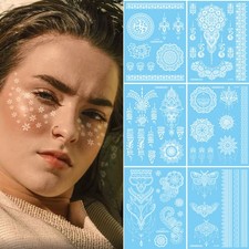 Henna Tattoo White Lace Indian Hand Temporary Tattoo Sticker BodyArt Waterproof  