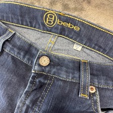 Bebe Jeans Raw Hem Dark Wash Bootcut Denim Jeans Size 30 Y2K Made in USA