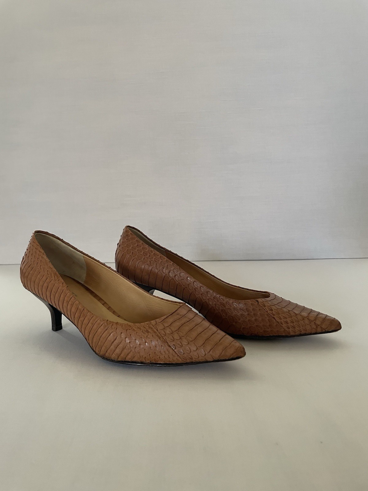 Dani Black Python Snakeskin Pumps Heels Caramel B… - image 5