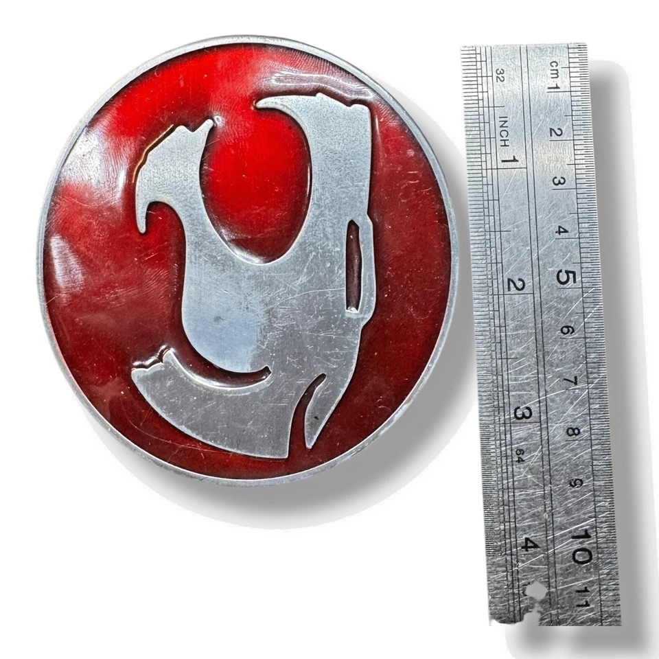 Thundercats Warner Bros 2005 hebilla de cinturón esmalte rojo logotipo plateado estilo vintage Foto 2 de 4
