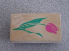 Rubber Stampede 1995 Posh Impressions Wood Mounted Tulip Rubber Stamp EUC