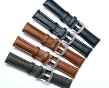 20mm Black, Brown, Grey Leather Replacement Watch Strap With Silver Tone Buckle