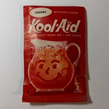 Vintage, 1960s, Kool-Aid Packet, Unopened, Sealed, Cherry w Dollar Gag Tag Back