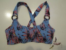 JESSICA SIMPSON Womens Swim Suit Bandeau Bikini Top Lilac Palm Sz Large NWT