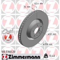 Zimmermann 2X Bremsscheibe Vorne Ø356 Mm InnenbelüFtet FüR Audi A6 Allroad 4GH