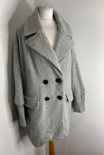 Marc Jacobs Double Breasted Oversize Coat Xs S Vgc Grey Wool Blend Knit Sleeve