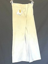 U.S. NAVY BUTTON FLY WHITE BELL BOTTOM CANVAS TROUSER size 27X28 I.D. NAME -  5