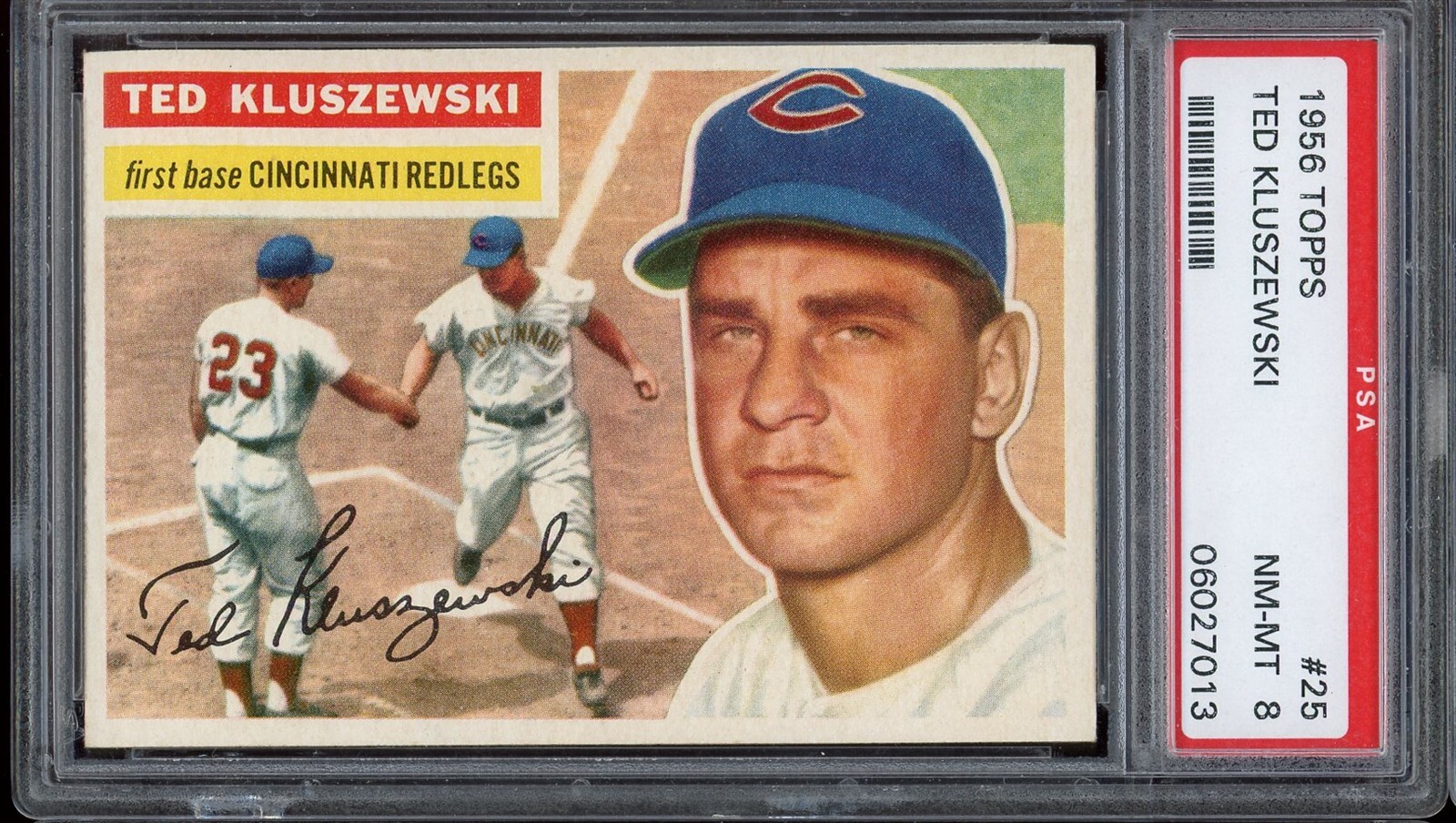 1956 Topps Baseball #25 Ted Kluszewski White Back PSA 8