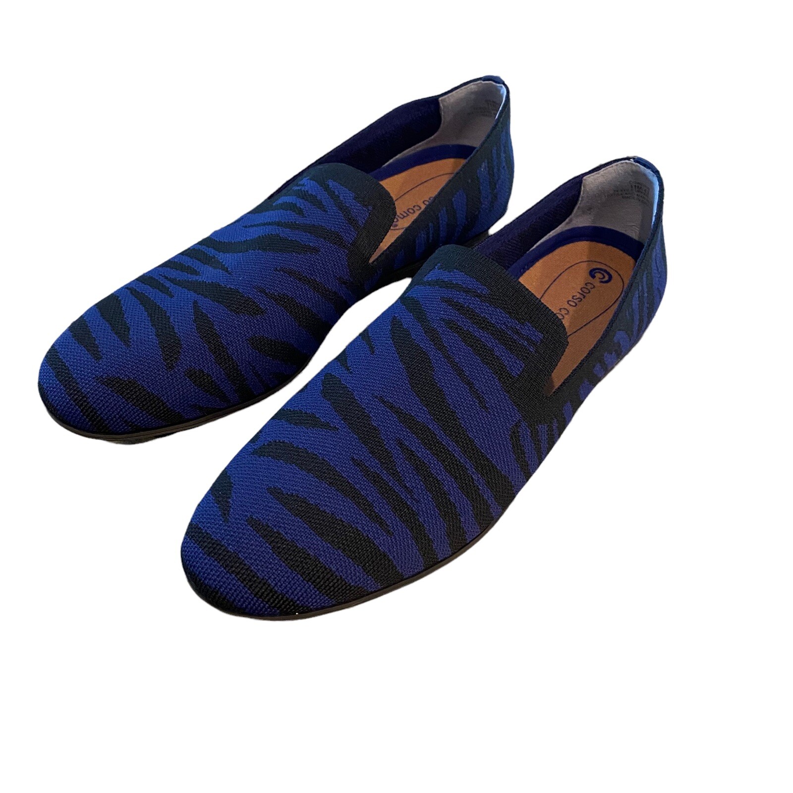 Corso Como Sz 11M Blue Nehva Zebra Print Slip-On Driving Casual