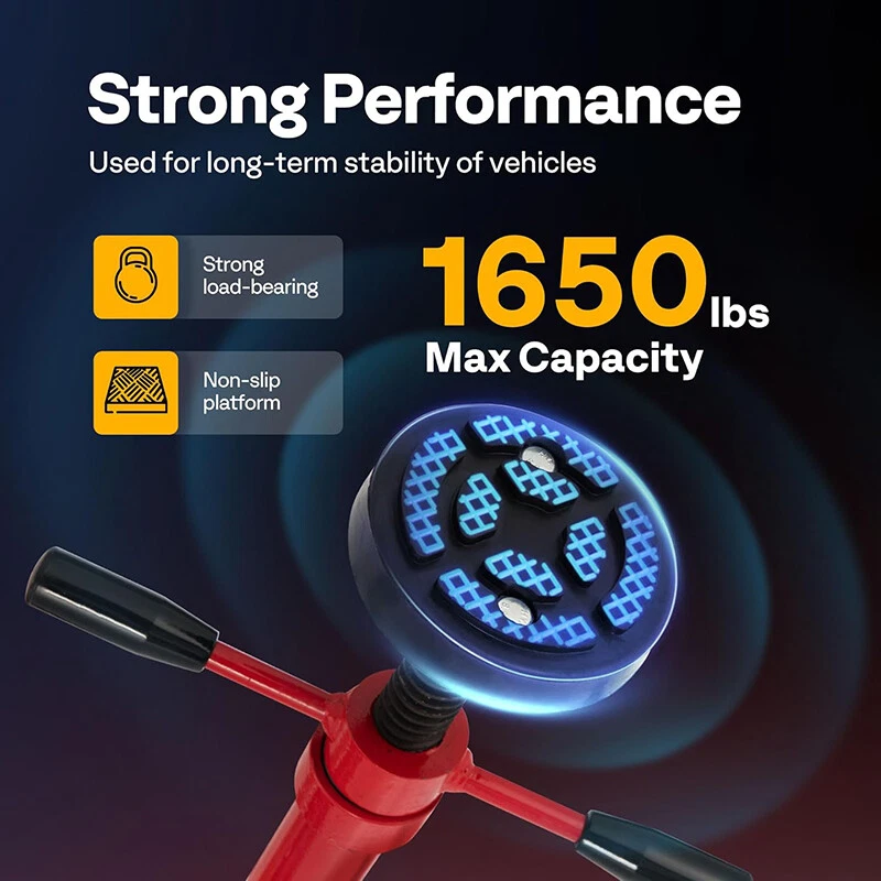 2pcs Moveable Under Hoist Support Stand 3/4 Ton Car Support Jack Lfit 52''-76'' - Image 3 of 4