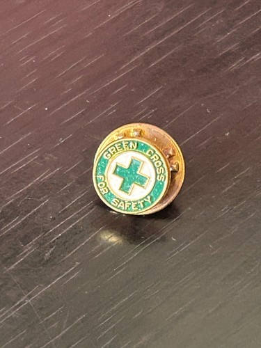 Vintage Collectible Green Cross for Safety Metal Pinback Lapel Pin Hat Pin - Picture 1 of 2