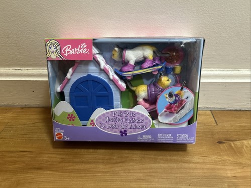 Barbie 2003 Posh Pets Cat Skiing Sledding Winter Snow Set NEW NIB C3878 RARE
