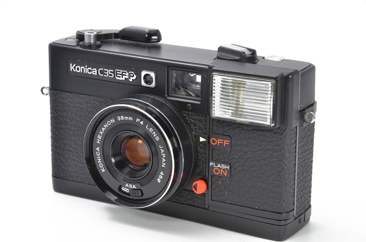 Konica C35 EF P Black 35mm Film Camera 38mm f/4 Japan Flash